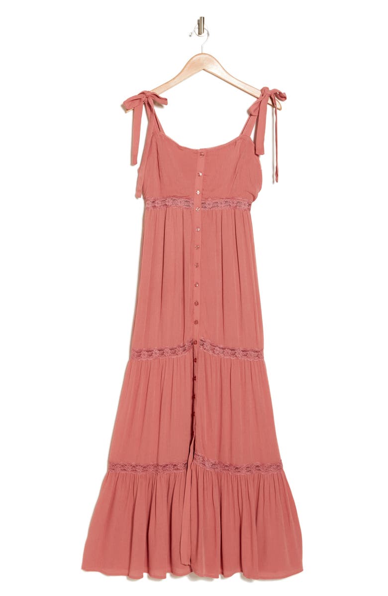 BY DESIGN Sicily Lace Tiered Maxi Dress, Alternate, color, Tigerlily