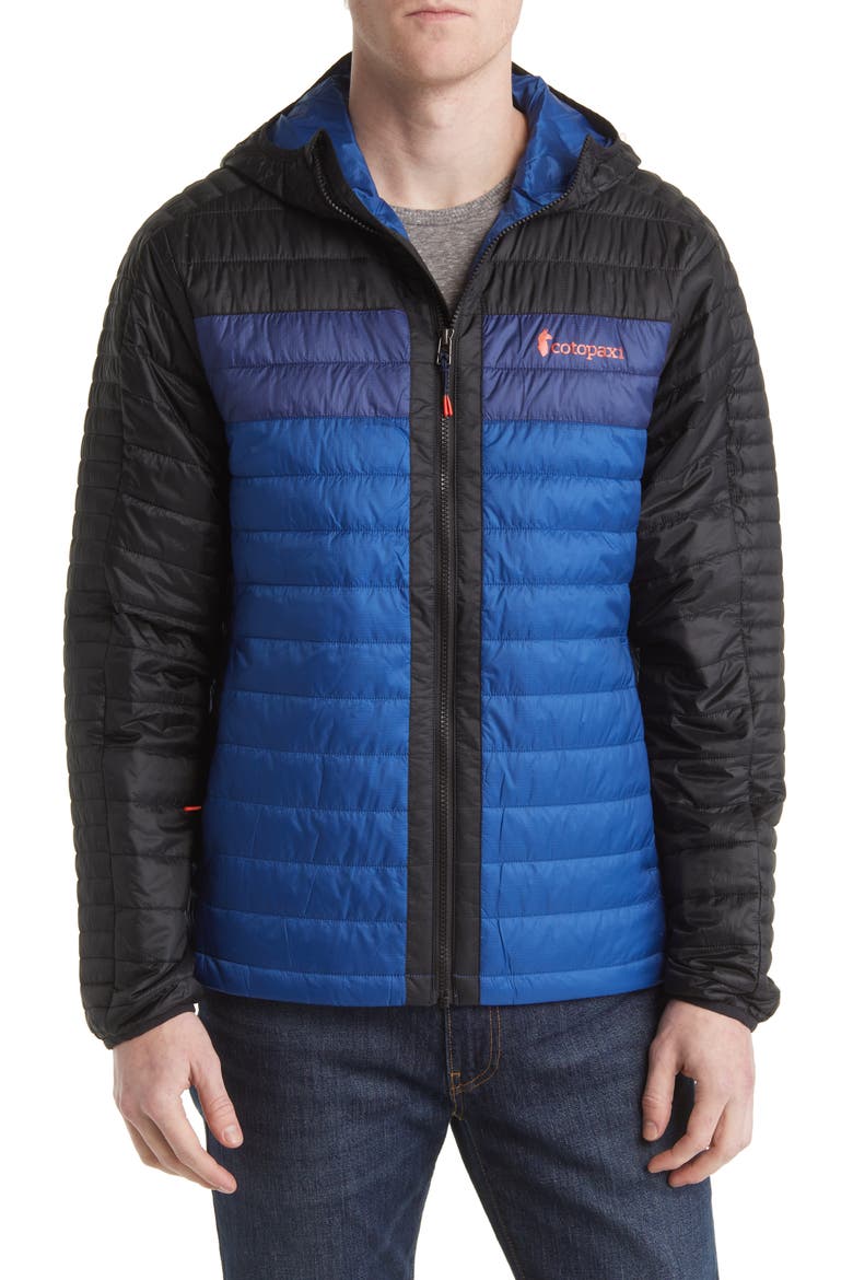 Capa Hooded Puffer Jacket, Alternate, color, BLACK AND PACIFIC