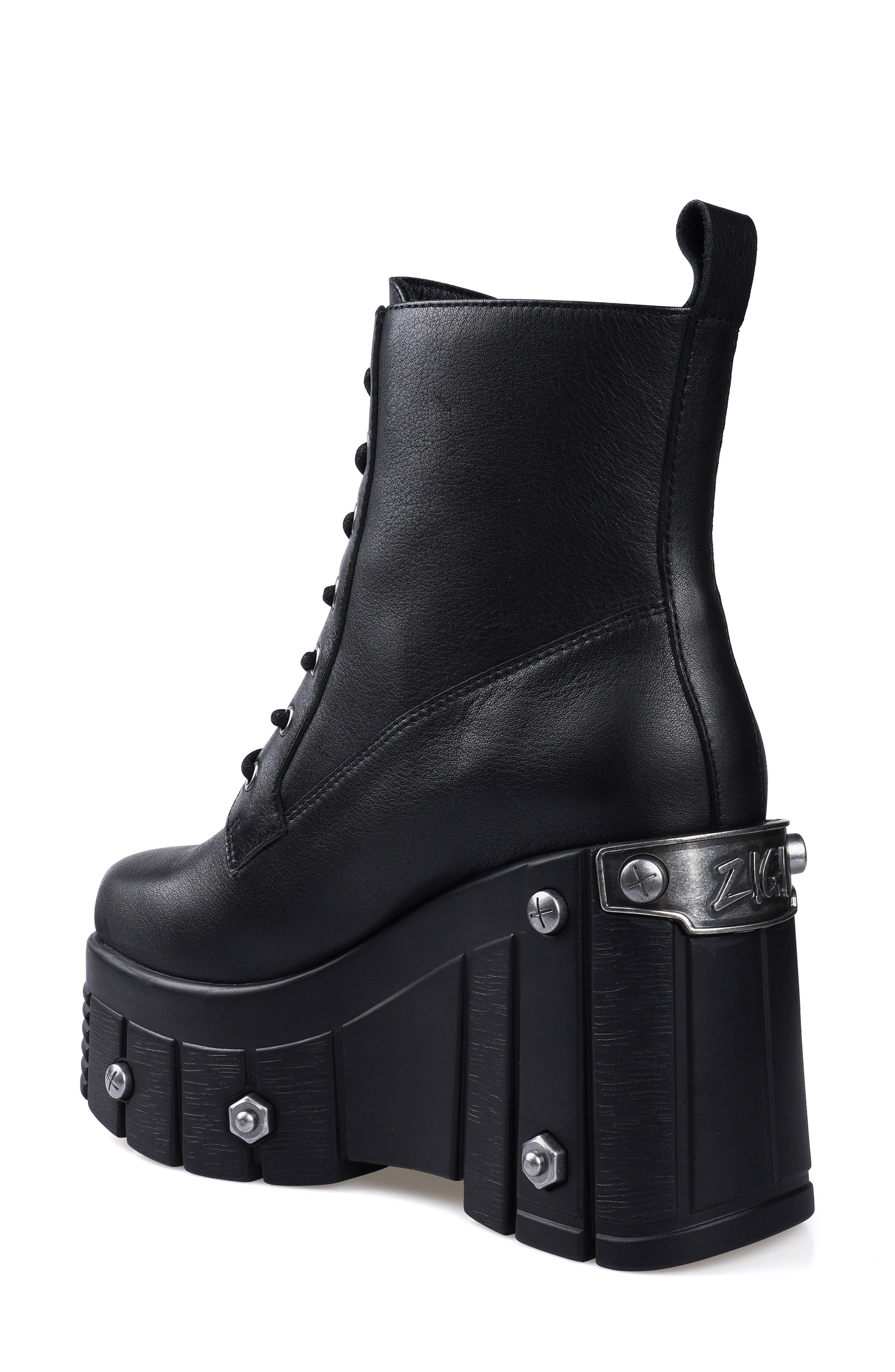 ZIGI Nefeli Wedge Combat Boot, Alternate, color, Black Leather