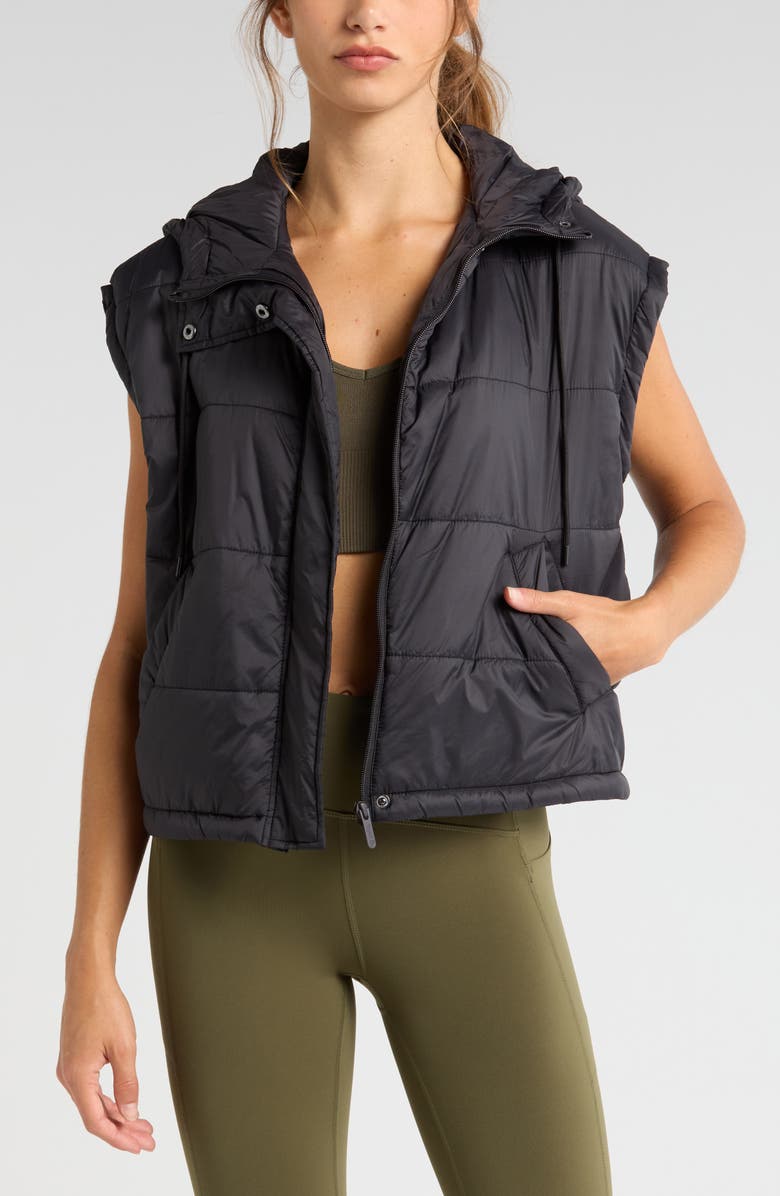 Zella Lightweight Hooded Quilted Vest, Main, color, 
