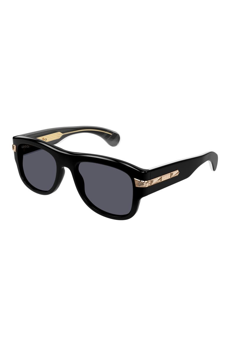 54mm Square Sunglasses, Alternate, color, BLACK