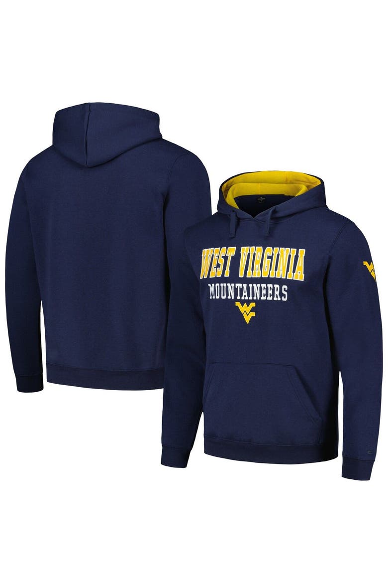 Men's Colosseum Navy West Virginia Mountaineers Sunrise Pullover Hoodie, Main, color, Navy