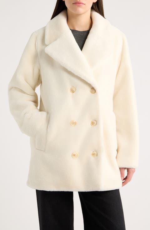 Faux Fur Double Breasted Coat