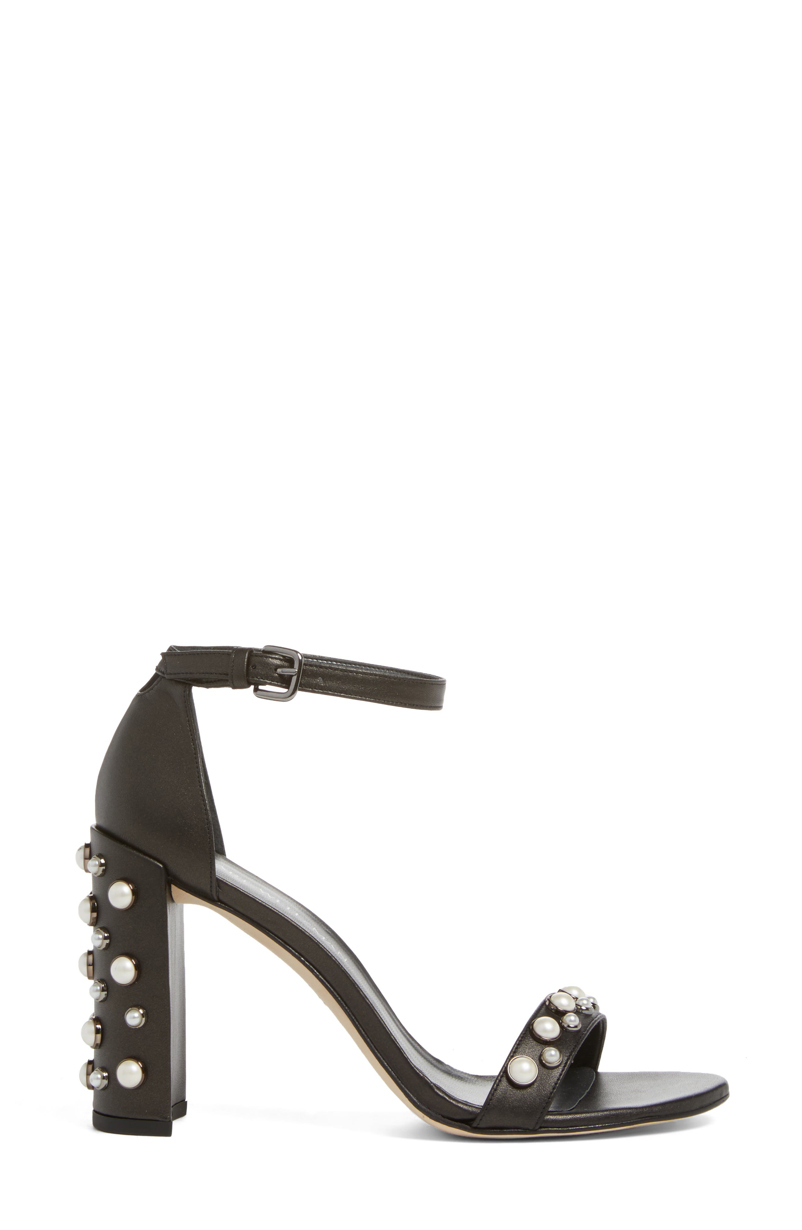 Morepearls Sandal, Alternate, color, BLACK LEATHER