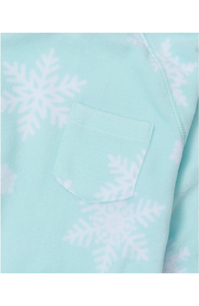 Lands' End Kids Long Sleeve Pocket Fleece Pajama Set, Alternate, color, Aqua Snowflakes