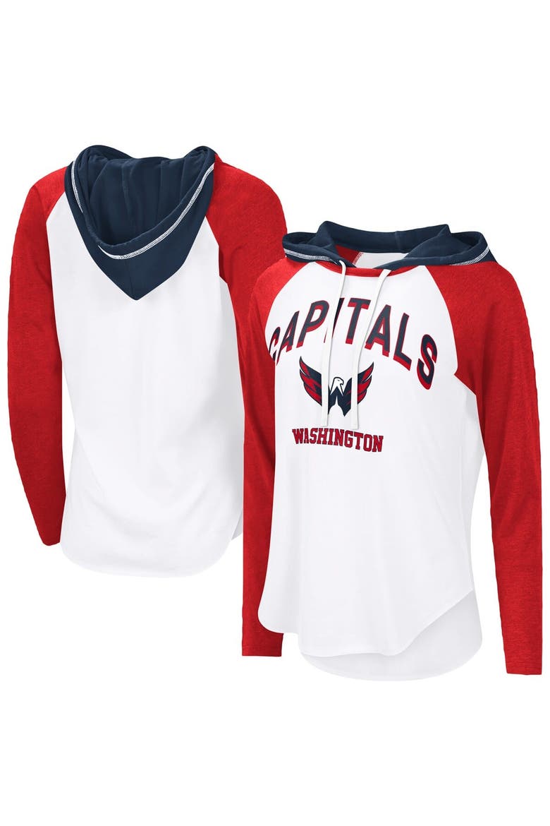 Women's G-III 4Her by Carl Banks  White Washington Capitals VIP Raglan Long Sleeve Hoodie T-Shirt, Main, color, White