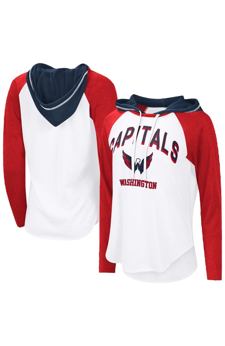 G-III 4HER BY CARL BANKS Women's G-III 4Her by Carl Banks  White Washington Capitals VIP Raglan Long Sleeve Hoodie T-Shirt, Main, color, White