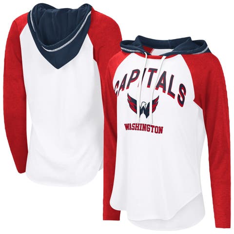 Women's G-III 4Her by Carl Banks  White Washington Capitals VIP Raglan Long Sleeve Hoodie T-Shirt