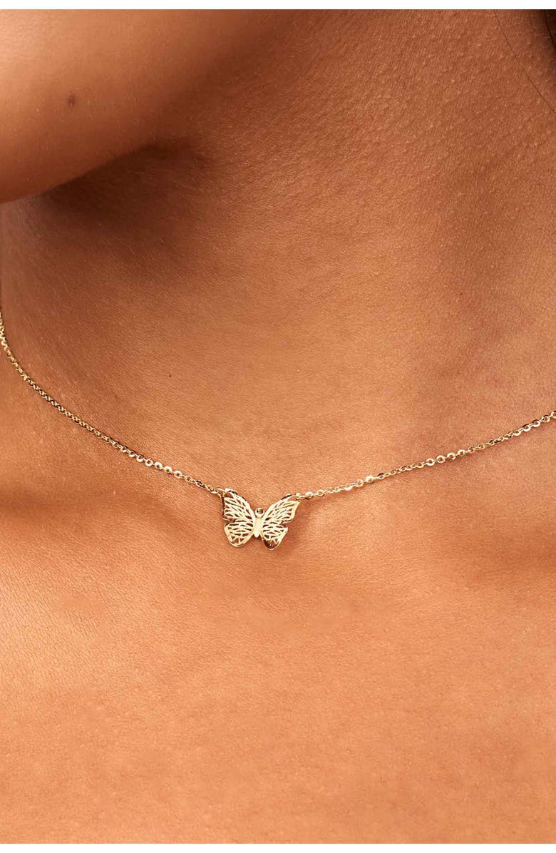 Oradina 14K Yellow Gold Social Butterfly Pendant Necklace, Alternate, color, Yellow Gold