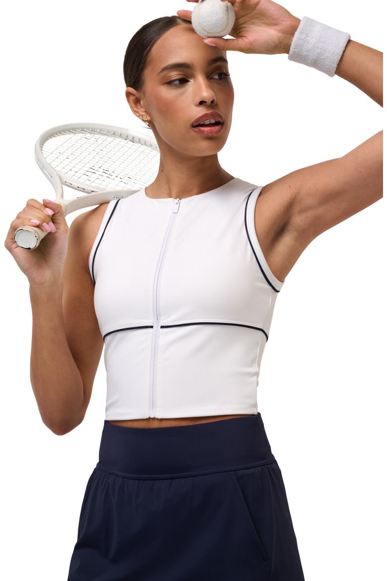Sunfire Move Knit Zip Front Tank, Alternate, color, WHITE