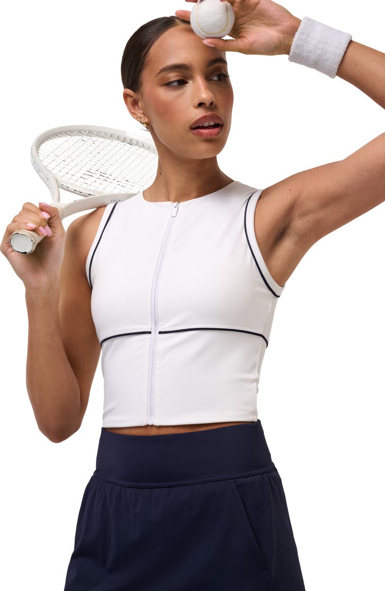 TravisMathew Sunfire Move Knit Zip Front Tank, Alternate, color, White