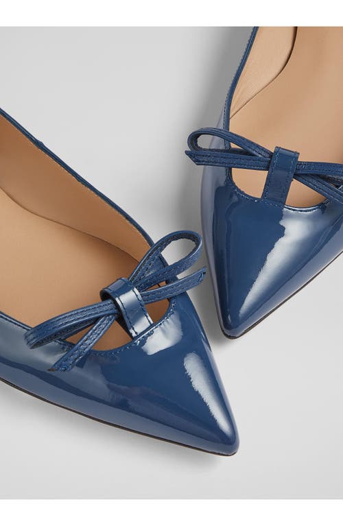 Lk Bennett Lynne Mini Bow Pointed Toe Flat In Blue