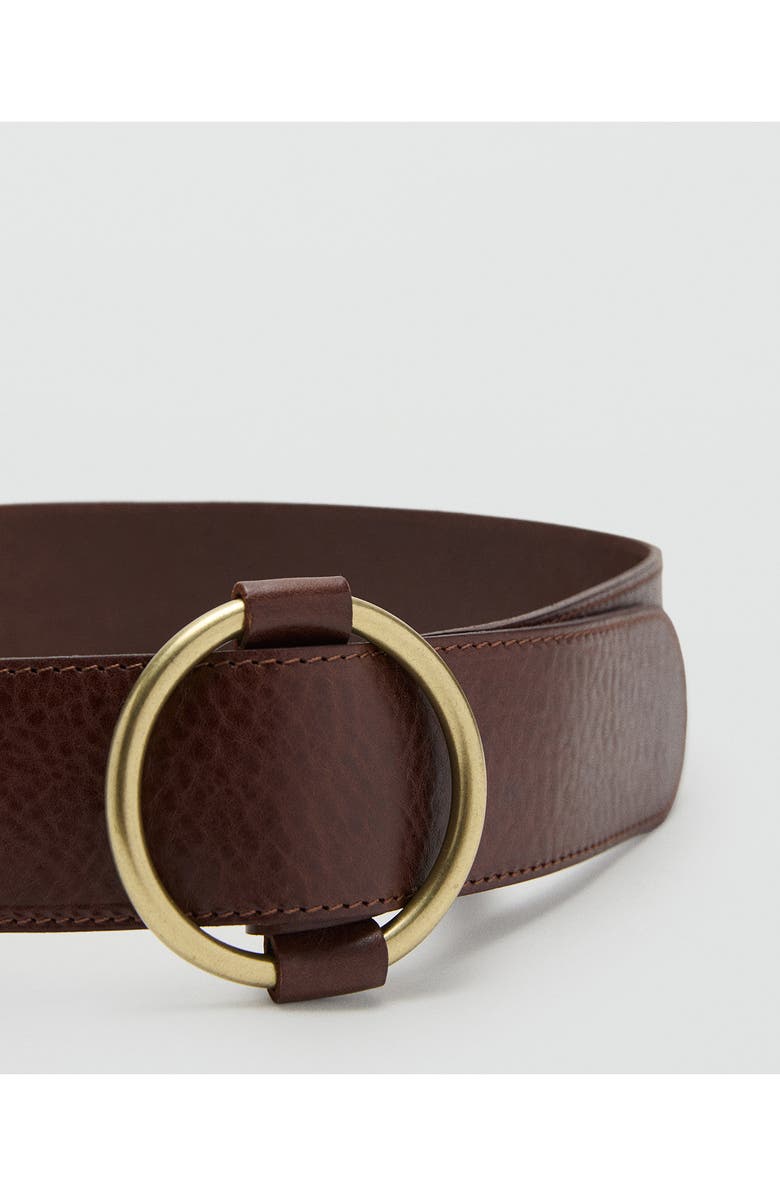 MANGO Round Buckle Leather Belt, Alternate, color, 