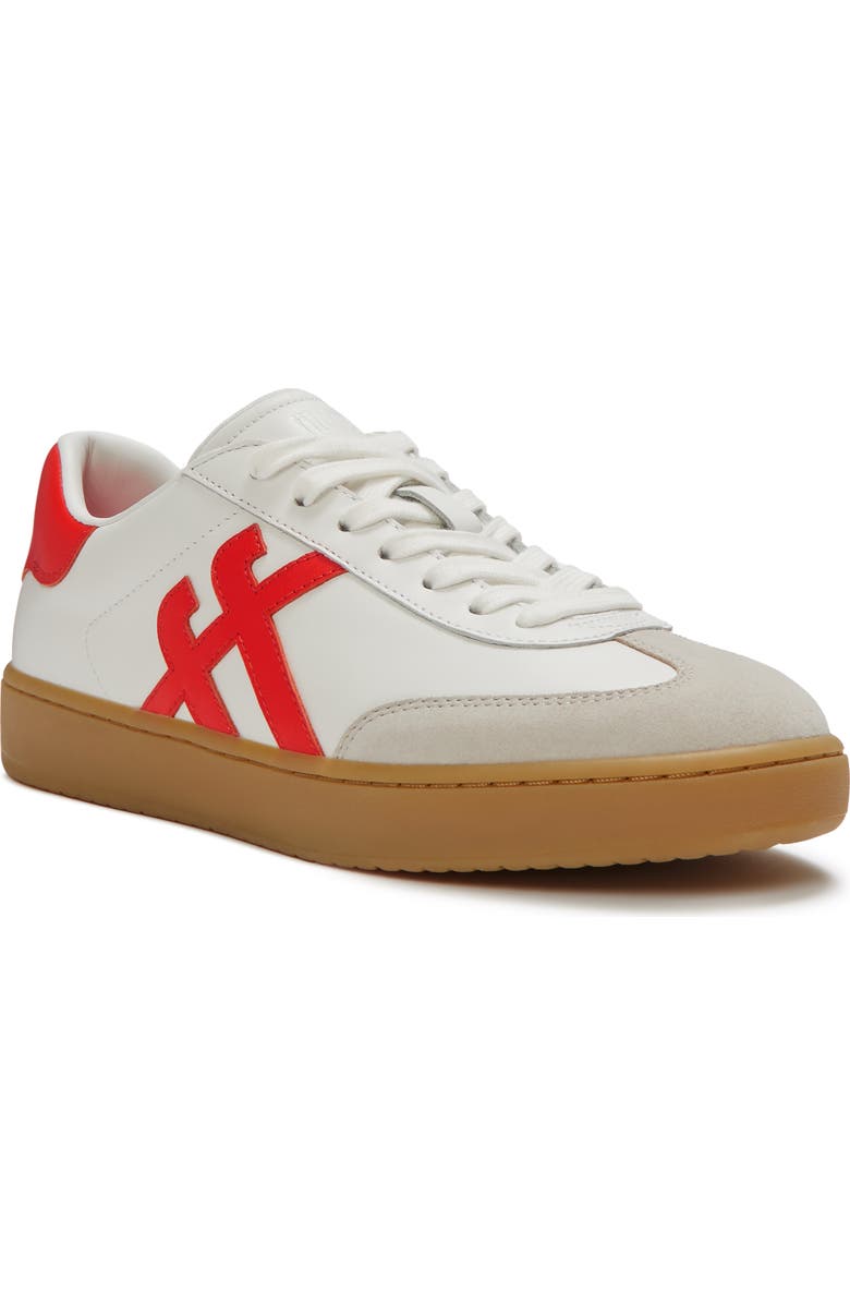 FitFlop The Dash T Toe Suede Sneakers, Main, color, Urban White/Cherry Tomato