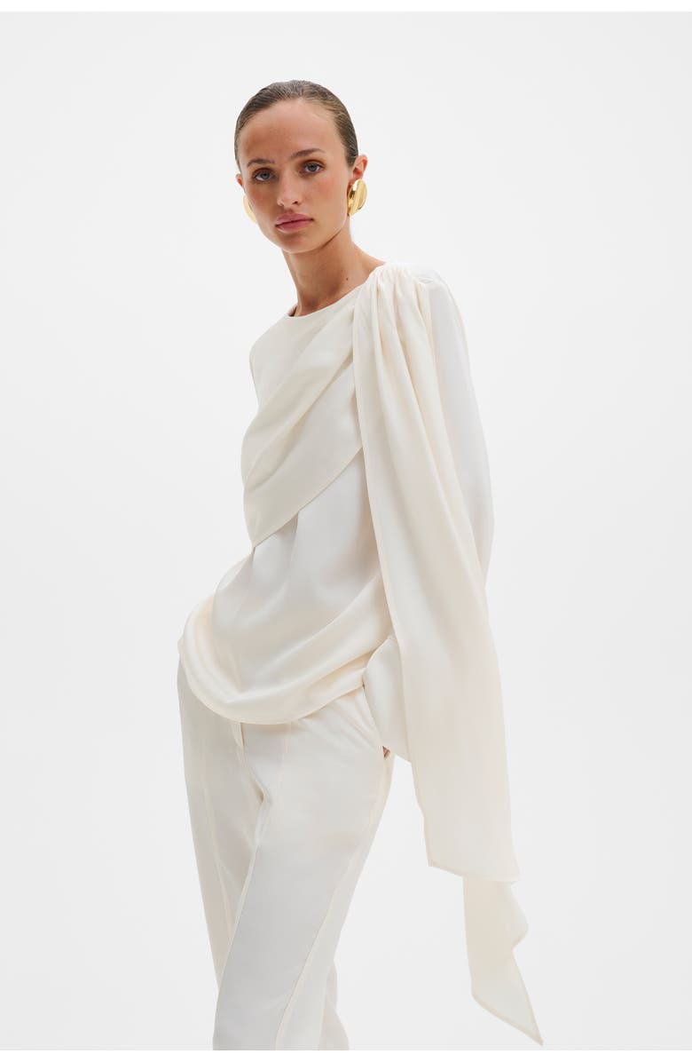 Malina Melandy Draped Cape Blouse, Alternate, color, Vanilla