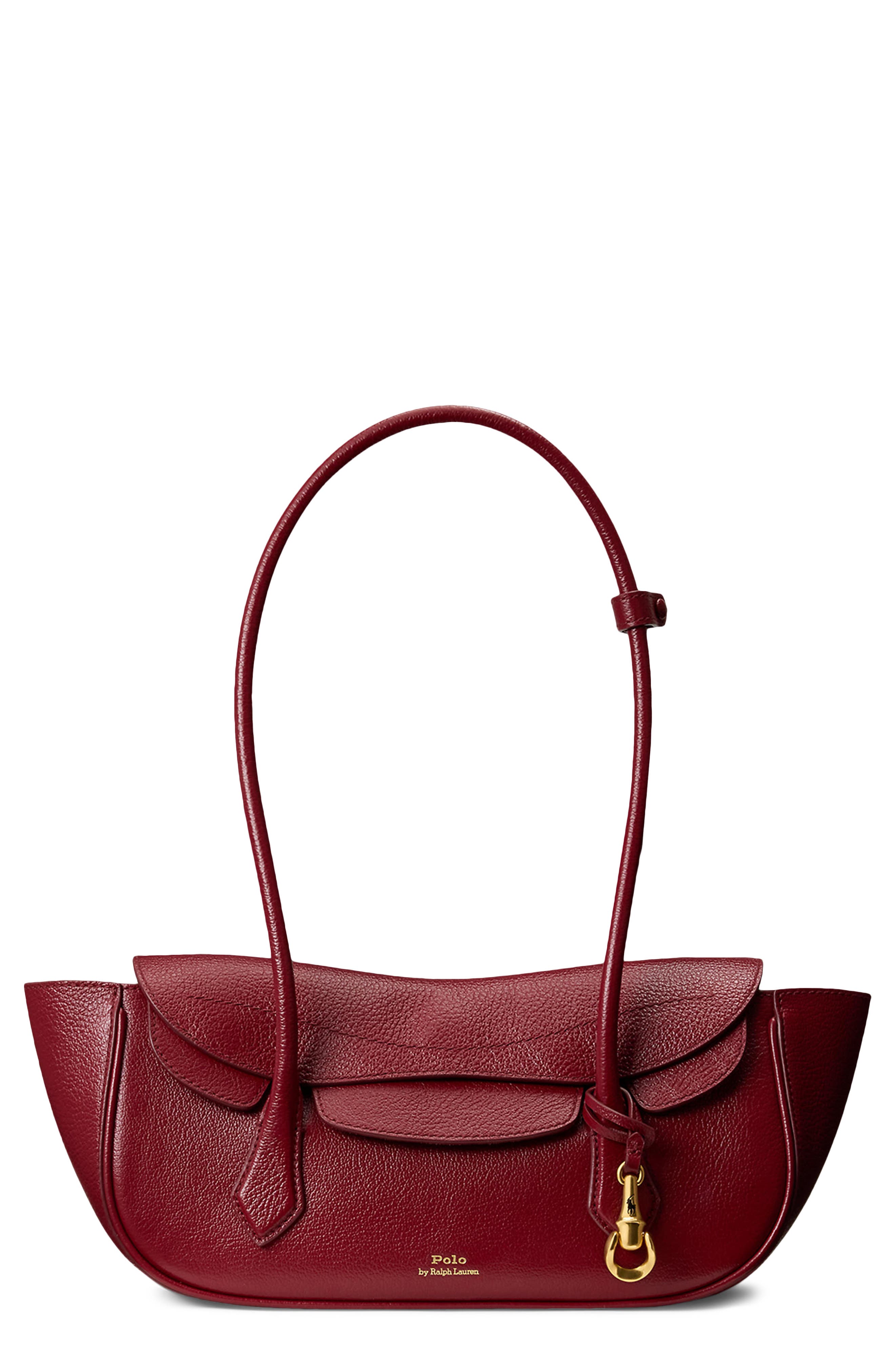 Small Polo Blaze Grained Leather Shoulder Bag, Main, color, CURRANT