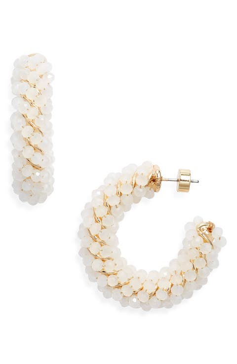 Beaded Huggie Hoop Earrings