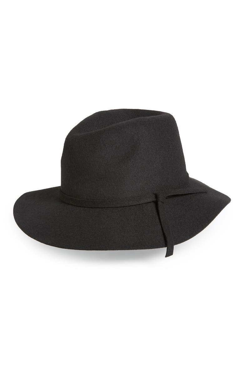 Knot Band Wool Felt Panama Hat, Main, color, BLACK