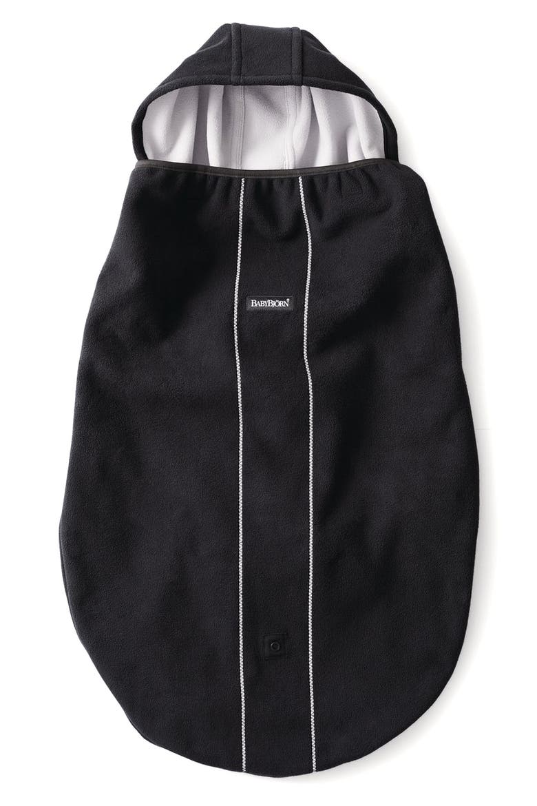 Hooded Fleece Cover for Baby Carrier, Main, color, BLACK