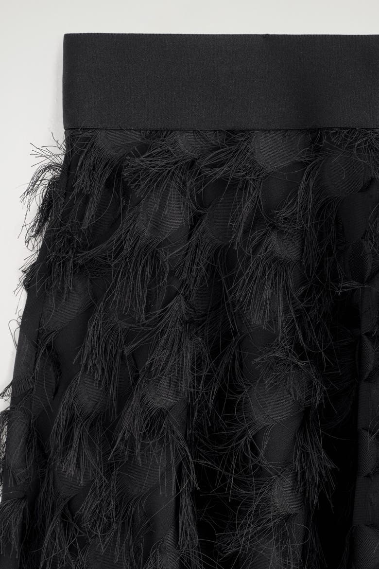 Jacquard-fringed Midi Skirt, Alternate, color, BLACK