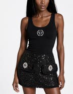 PHILIPP PLEIN Tweed Mini Skirt Paillettes Women