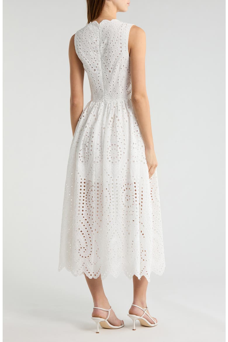 Broderie Anglaise Cotton Midi Dress, Alternate, color, WHITE
