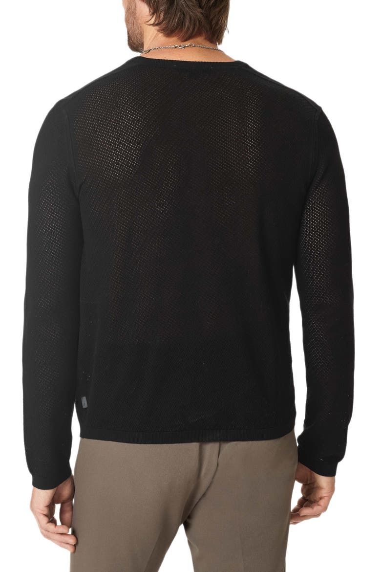 Quinn Long Sleeve Organic Cotton Mesh Henley, Alternate, color, BLACK