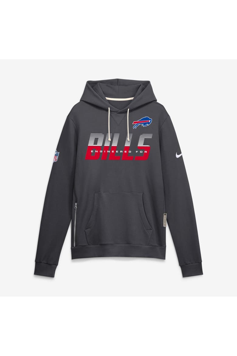 Men's Nike Charcoal Buffalo Bills Sideline Standard Issue Top Prospect Dri-FIT Hoodie, Main, color, Charcoal