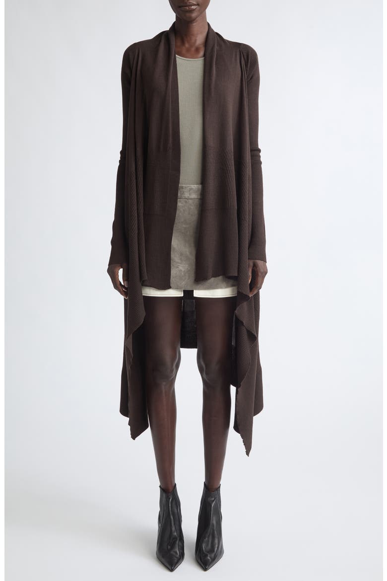 Asymmetric Wool Cardigan, Alternate, color, GREASE