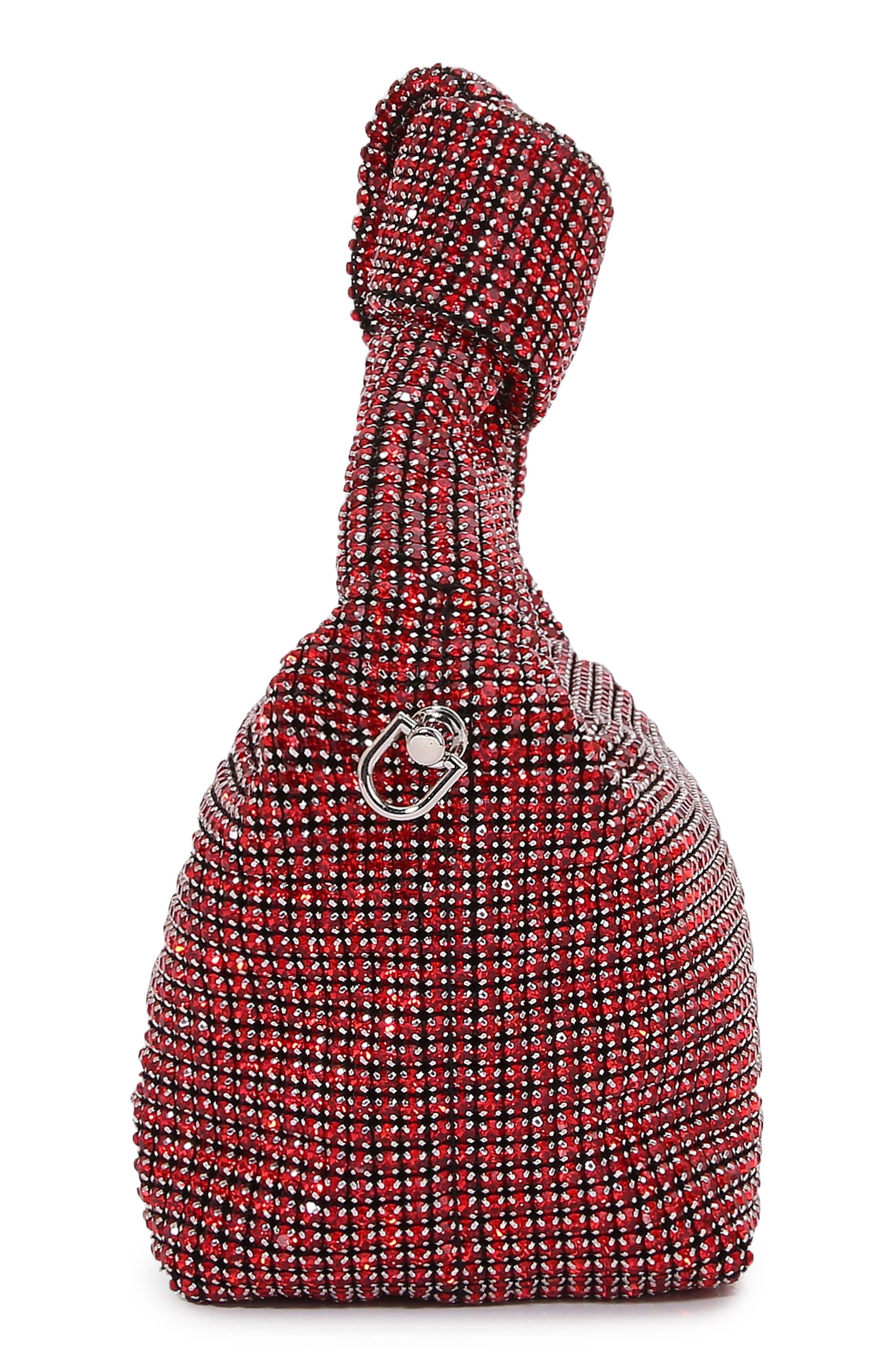 Knotted Handle Rhinestone Bag, Alternate, color, RED
