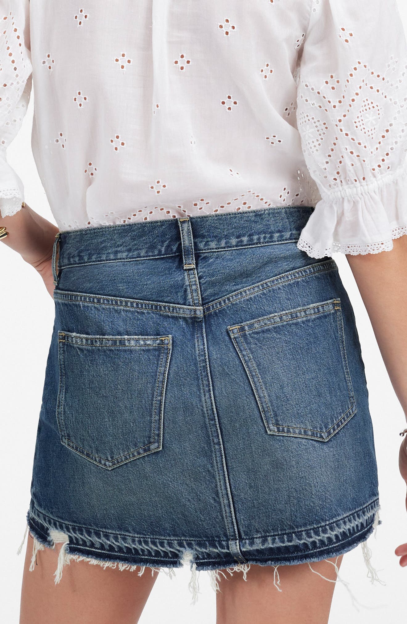 Postage Stamp Denim Mini Skirt - image 2