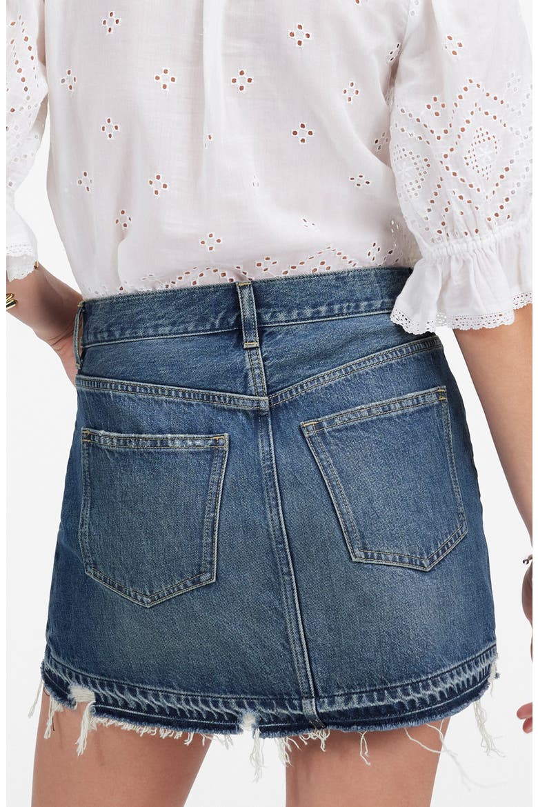 Postage Stamp Denim Mini Skirt, Alternate, color, CROSWELL WASH