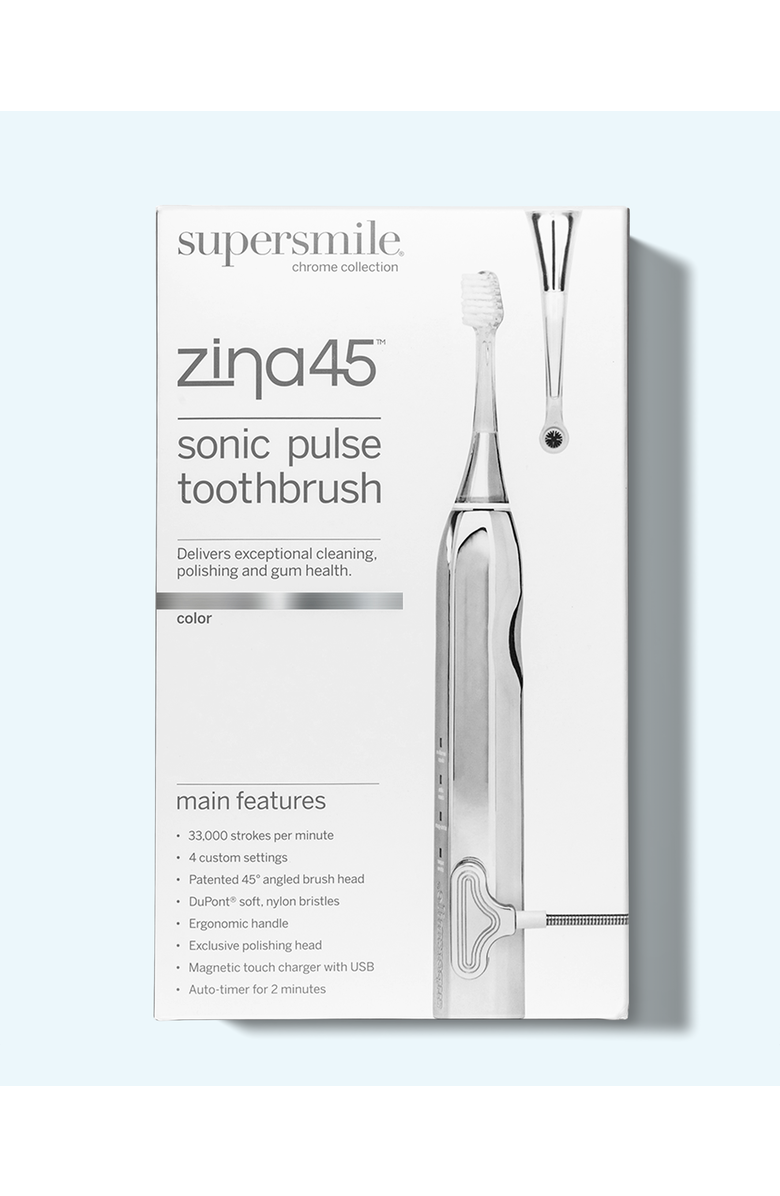Supersmile Zina45 Sonic Pulse Toothbrush With Case, Alternate, color, Chromse Silver