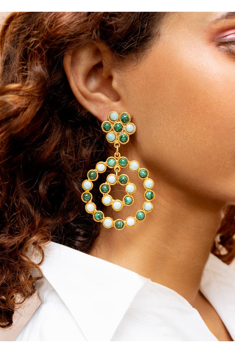 Happy Flower Earrings, Alternate, color, MALACHITE