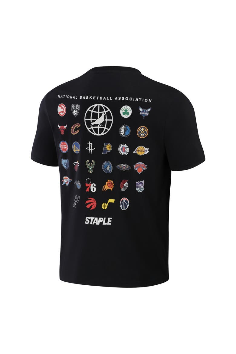 Men's NBA x Staple Black All Teams Flock T-Shirt, Alternate, color, Black