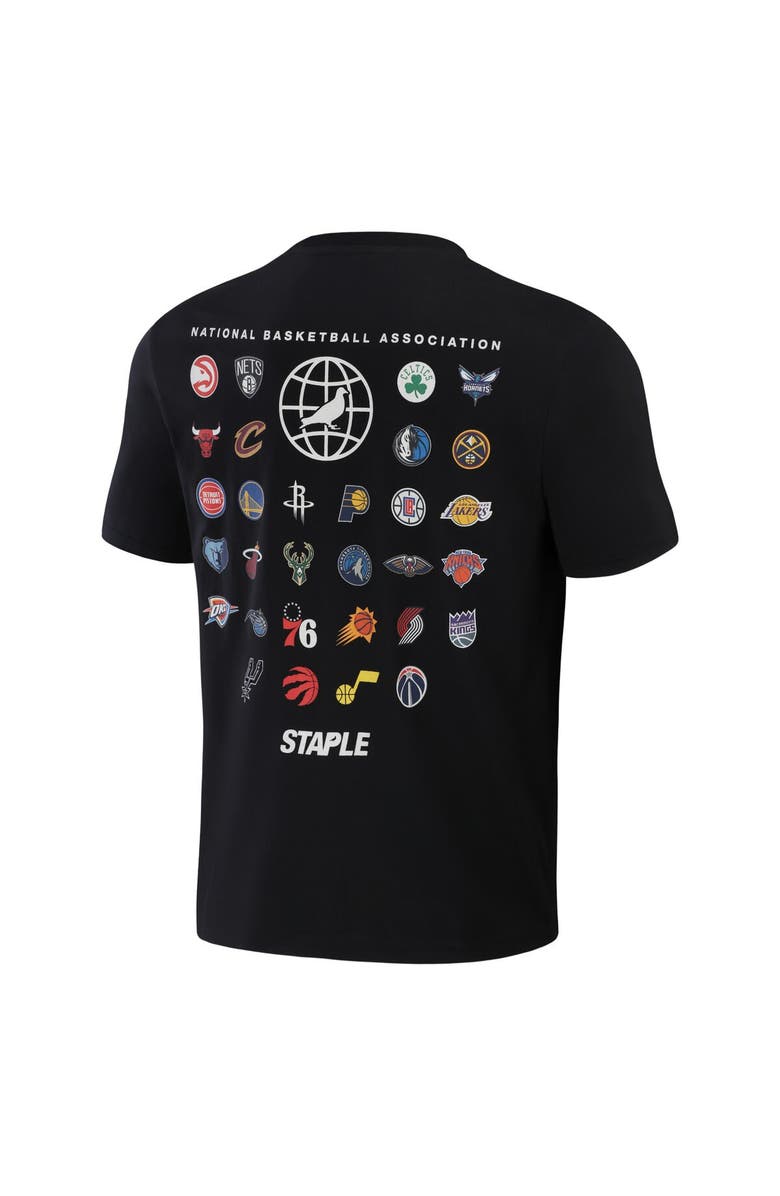 STAPLE Men's NBA x Staple Black All Teams Flock T-Shirt, Alternate, color, 