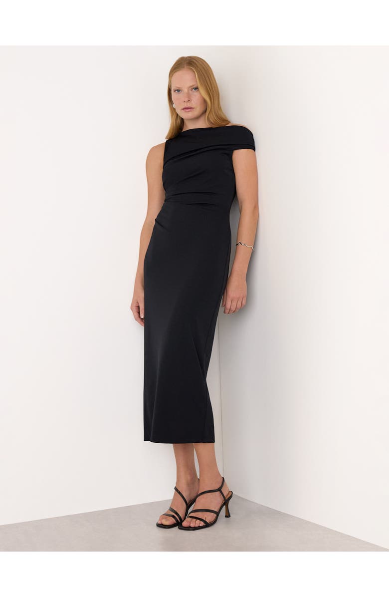 Whistles Jersey Crepe Asymmetric Dress, Main, color, Black