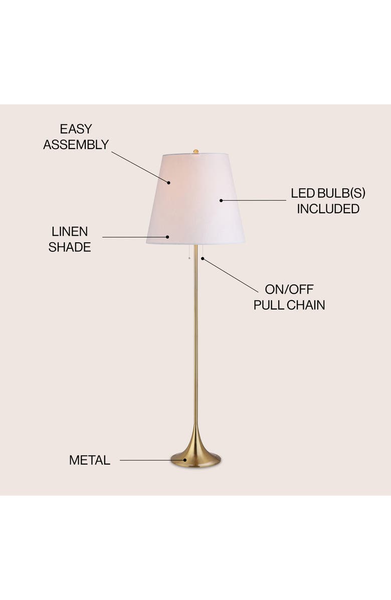 JONATHAN Y Amelia 63" Metal LED Floor Lamp, Brass, Alternate, color, Brass Gold