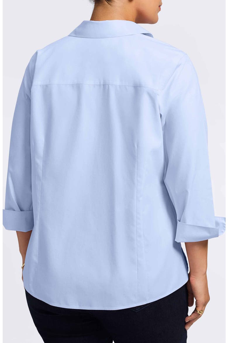 'Taylor' Three-Quarter Sleeve Non-Iron Cotton Shirt, Alternate, color, BLUE WAVE