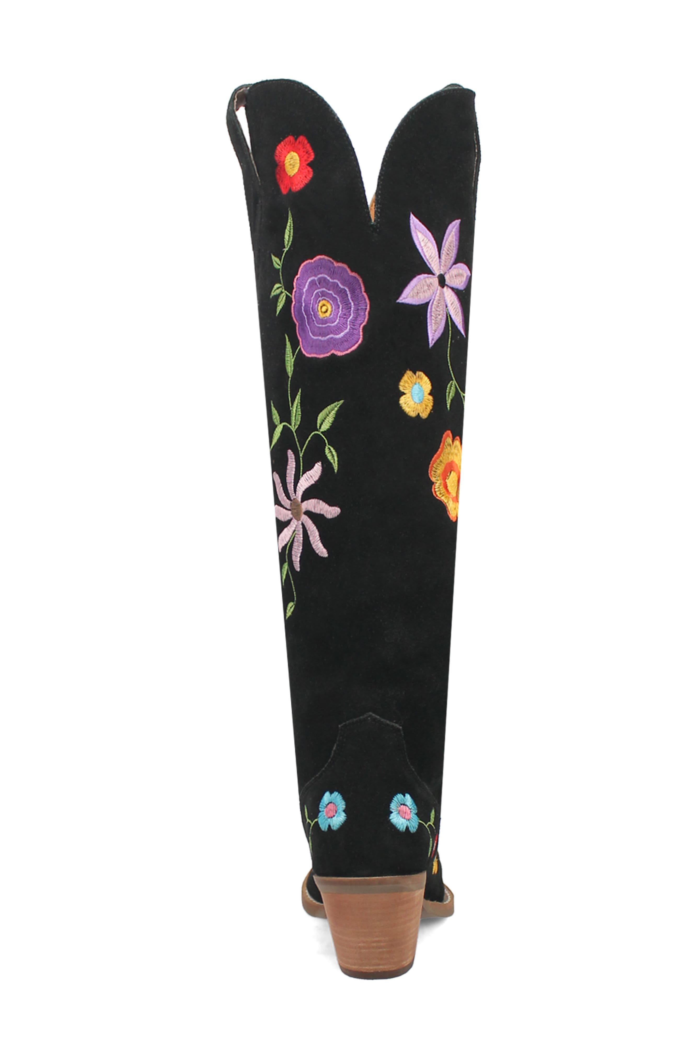 Dingo Flower Power Knee High Western Boot, Alternate, color, Black