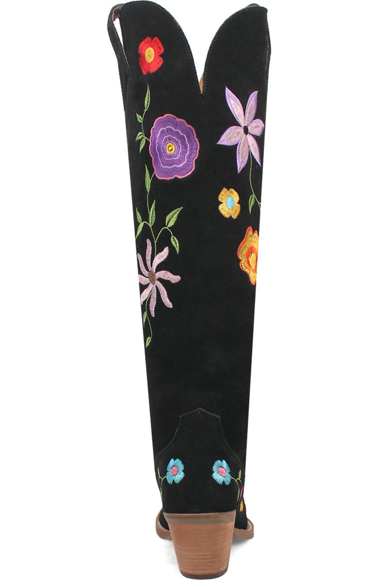 Dingo Flower Power Knee High Western Boot, Alternate, color, Black