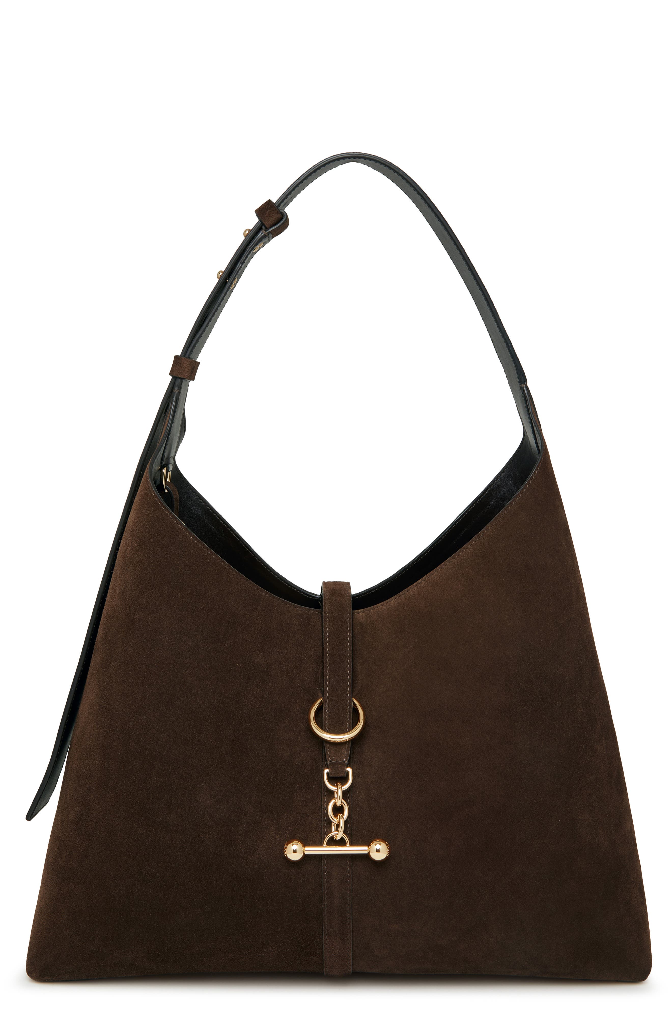 Strathberry Large Kite Suede Hobo Bag, Main, color, Chocolate