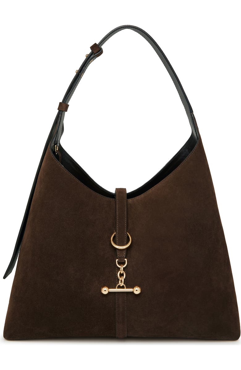 Strathberry Large Kite Suede Hobo Bag, Main, color, Chocolate