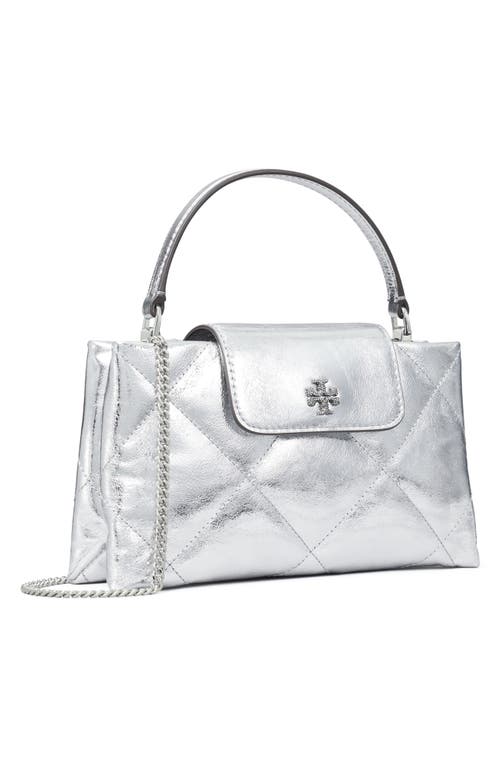 Tory Burch Kira Diamond Quilted East-west Top Handle Bag In Silver