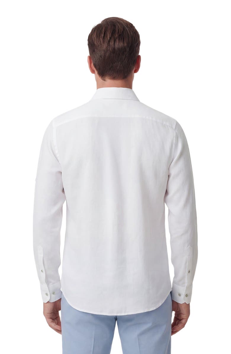 Lords of Harlech Uomo Solid Long Sleeve Fine Linen Shirt, Alternate, color, Laurent White