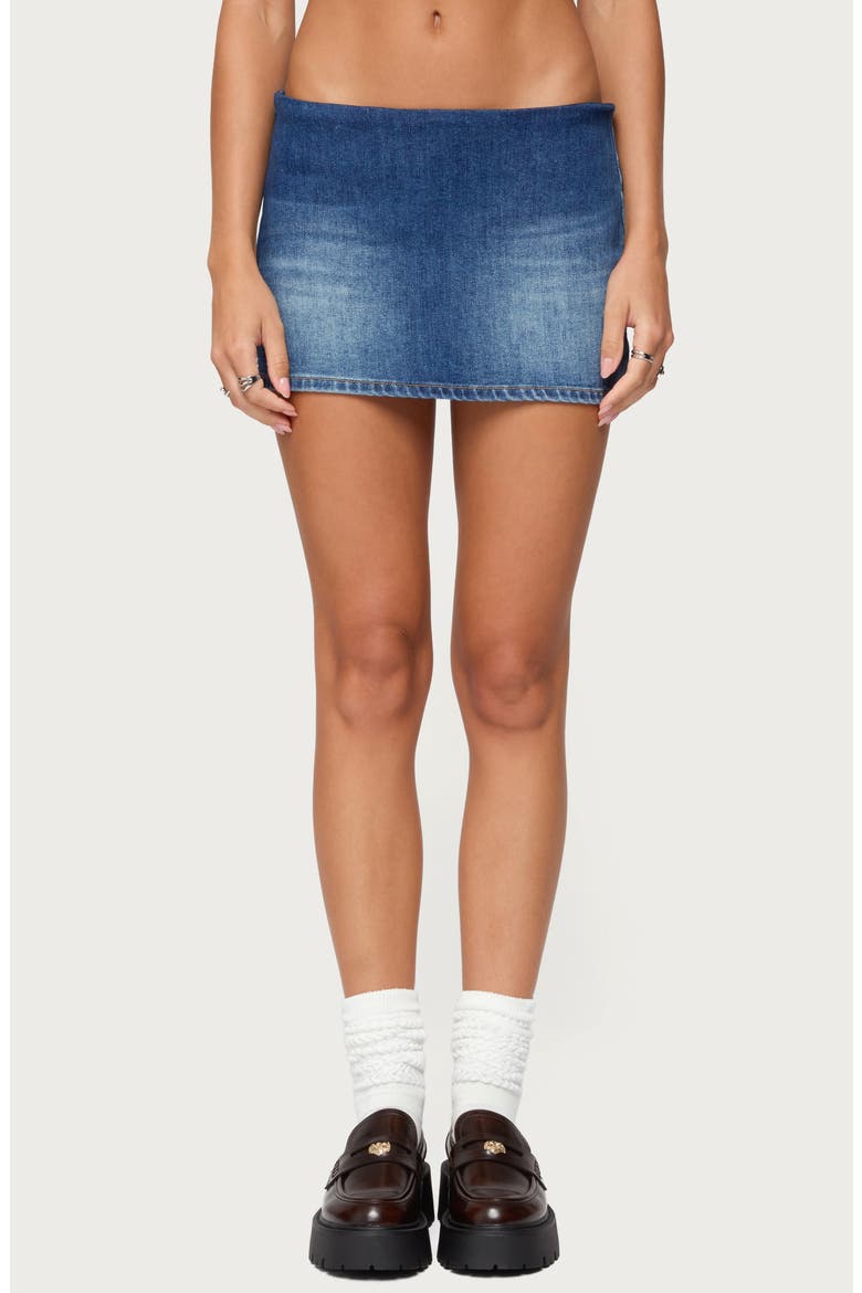 Archie Stretch Denim Miniskort, Main, color, BLUE