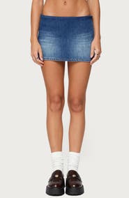 EDIKTED Archie Stretch Denim Miniskort