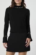French Connection Faux Pearl Trim Turtleneck Sweater