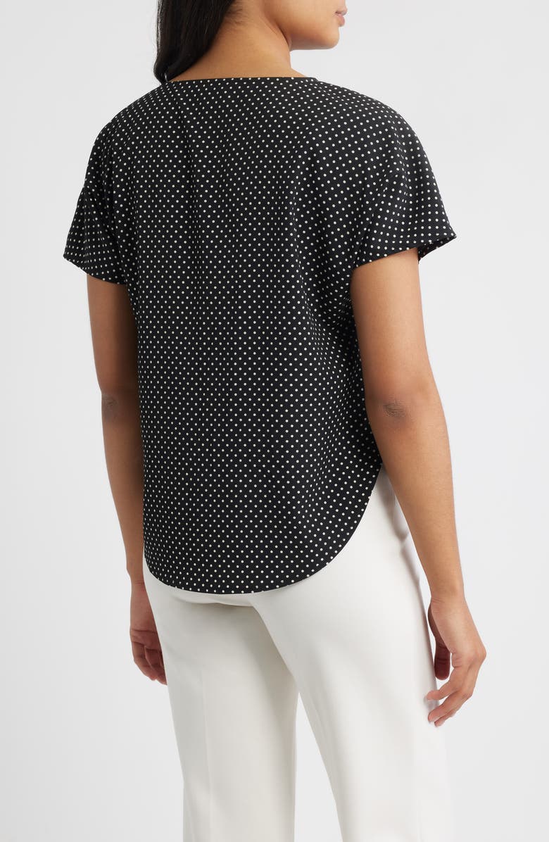 Anne Klein Polka Dot Short Sleeve Top, Alternate, color, Anne Black / Anne White