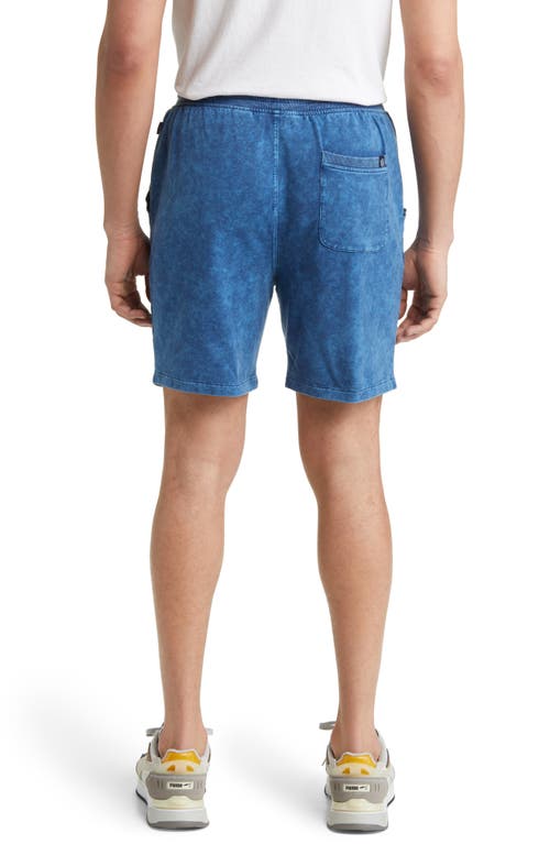 Stone Rose Acid Wash Fleece Shorts In Navy